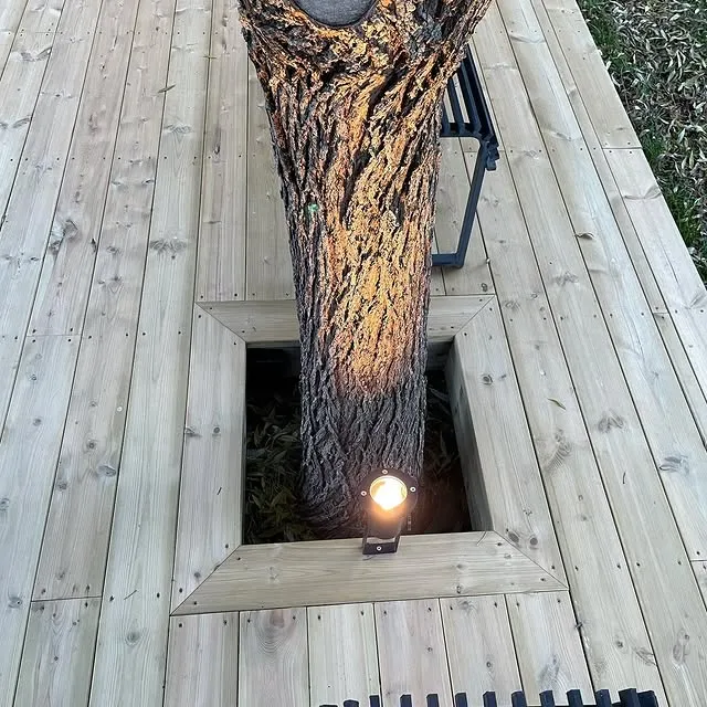 Kreativt trädäck och uteplats